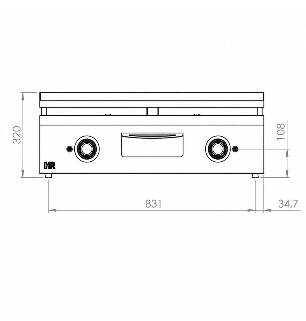 Plancha a Gas Lisa Cromada 900 mm HR Fainca PLC900RT Profesional