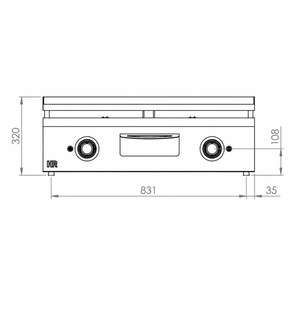 Plancha Gas Mixta Cromada HR Fainca PLC900CRRN 900 mm Profesional