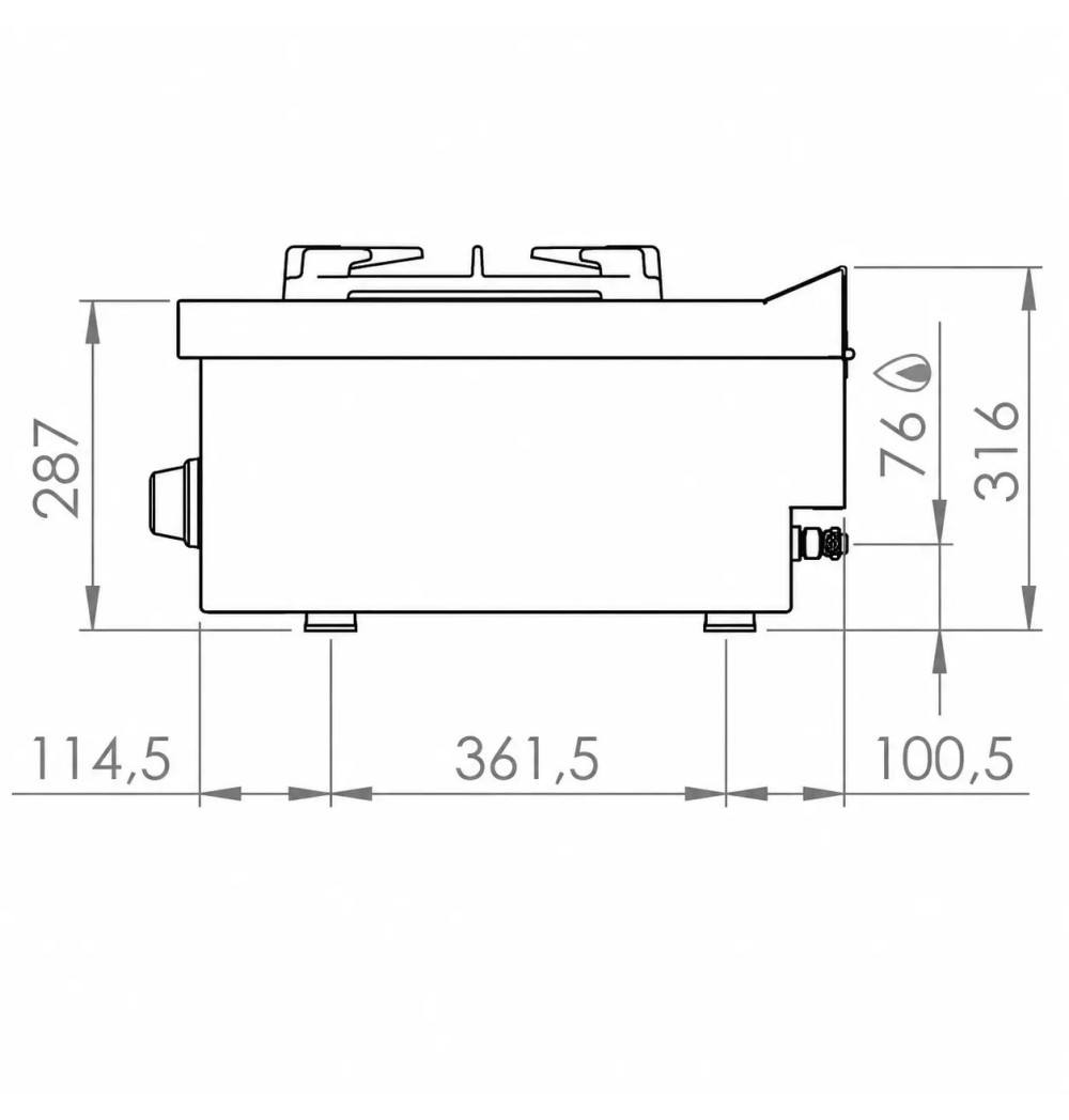 Cocina a Gas 2 Fuegos HR Fainca C2F600S Serie 600 Profesional