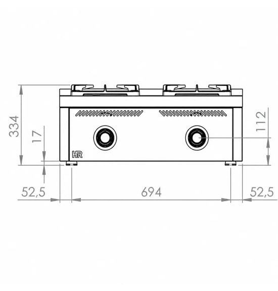Cocina a Gas 2 Fuegos HR Fainca C2F600S Serie 600 Profesional