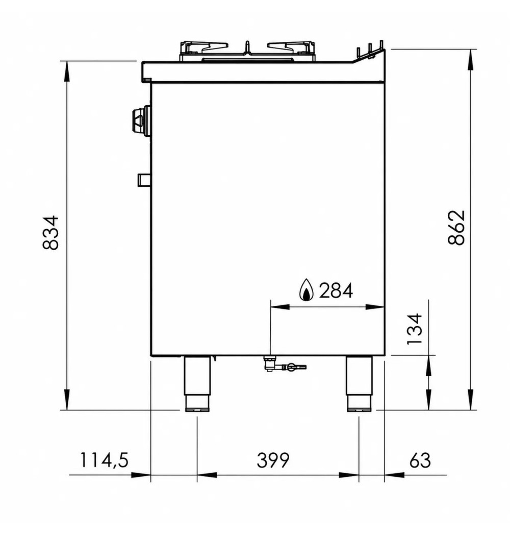 Cocina Gas 2 Fuegos con Horno HR Fainca C2F600H Serie 600
