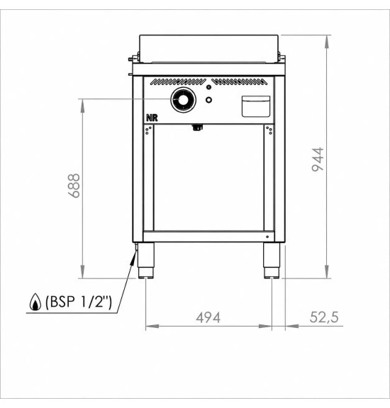 Fry Top a Gas Profesional Placa Lisa con Soporte HR Fainca FT6006E Serie 600