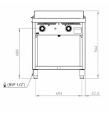 Fry Top a Gas Profesional Placa Lisa con Soporte HR Fainca FT6008E Serie 600