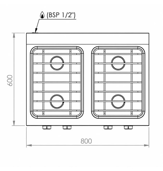Cocina a Gas 4 Fuegos HR Fainca CB4F600S Serie 600
