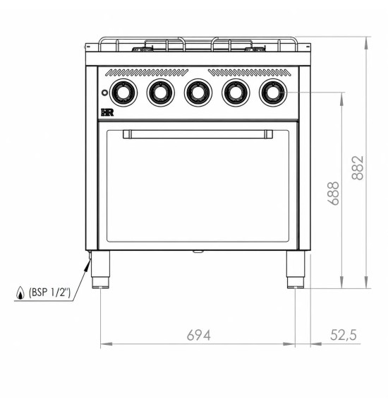 Cocina a Gas 4 Fuegos con Horno HR Fainca CB4F600H Serie 600
