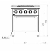 Cocina a Gas 4 Fuegos con Horno HR Fainca CB4F600H Serie 600