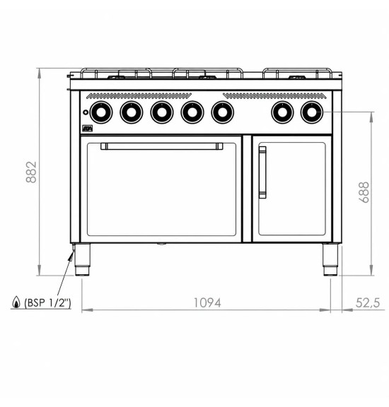 Cocina a Gas 6 Fuegos con Horno HR Fainca CB6F600H Serie 600