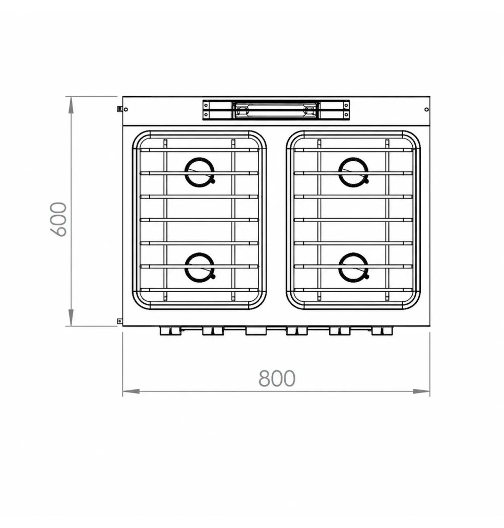 Cocina a Gas 4 Fuegos con Horno Eléctrico HR Fainca CB4F600HE Serie 600