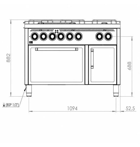 Cocina a Gas 6 Fuegos con Horno Eléctrico HR Fainca CB6F600HE Serie 600