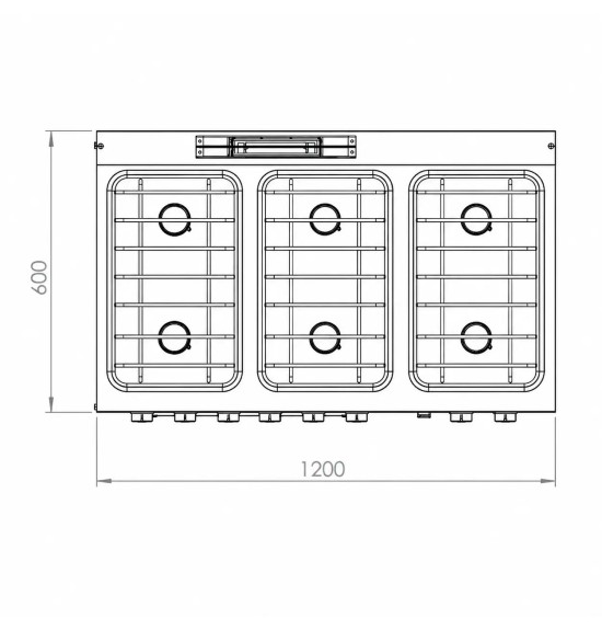 Cocina a Gas 6 Fuegos con Horno Eléctrico HR Fainca CB6F600HE Serie 600