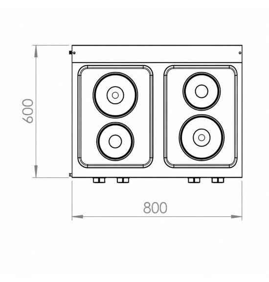 Cocina Eléctrica 4 Placas con Soporte HR Fainca CE4P600E Serie 600