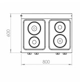 Cocina Eléctrica 4 Placas con Soporte HR Fainca CE4P600E Serie 600