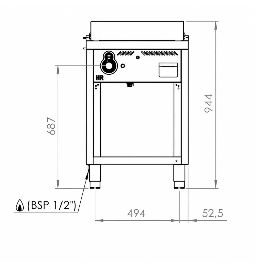 Fry Top a Gas Profesional Placa Cromada Lisa con Soporte HR Fainca FT6006ECR Serie 600
