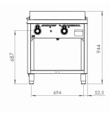 Fry Top a Gas Profesional Placa Cromada Lisa con Soporte HR Fainca FT6008ECR Serie 600