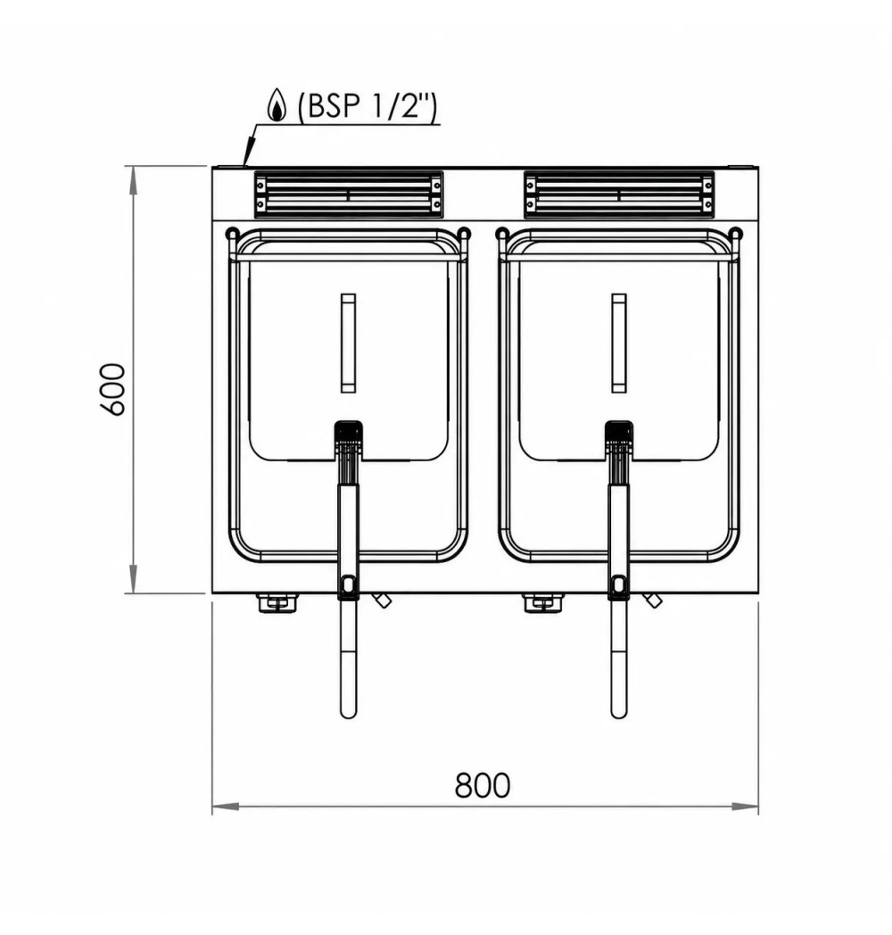 Freidora a Gas Profesional Doble 2x8 Litros HR Fainca FDG8L8L600S Serie 600