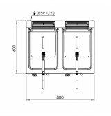 Freidora a Gas Profesional Doble 2x8 Litros HR Fainca FDG8L8L600S Serie 600