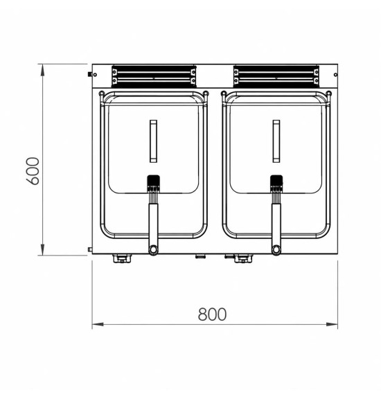 Freidora a Gas Profesional Doble 2x8 Litros con Mueble HR Fainca FDG8L8L600E Serie 600