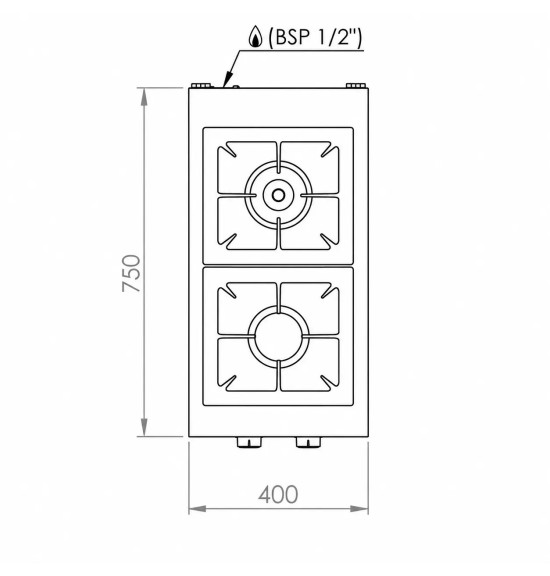 Cocina a Gas 2 Fuegos HR Fainca C2F750S Serie 750