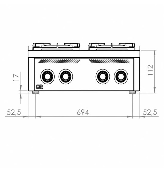 Cocina a Gas 4 Fuegos HR Fainca C4F750S Serie 750