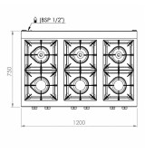 Cocina a Gas 6 Fuegos HR Fainca C6F750S Serie 750