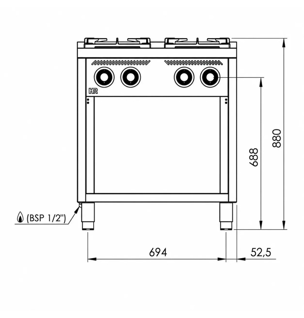 Cocina a Gas 4 Fuegos con Mueble HR Fainca C4F750E Serie 750