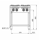 Cocina a Gas 4 Fuegos con Mueble HR Fainca C4F750E Serie 750