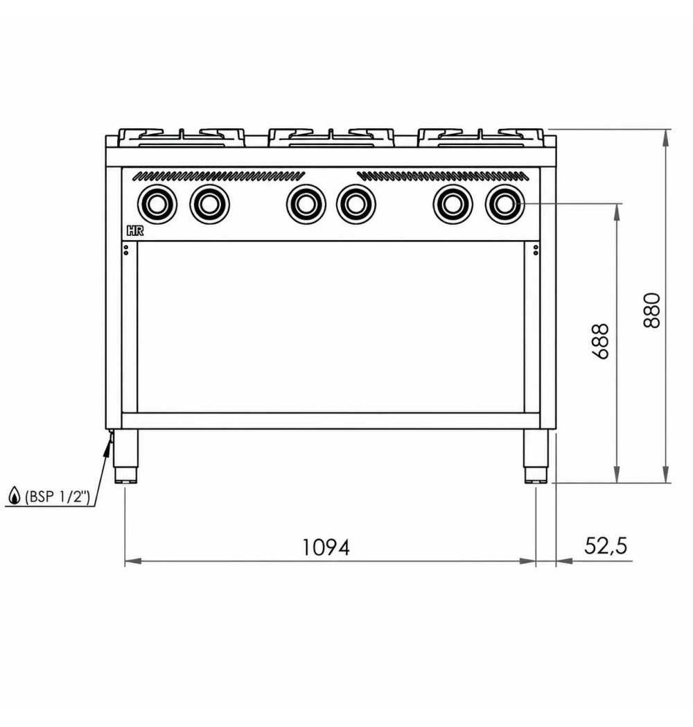 Cocina a Gas 6 Fuegos con Mueble HR Fainca C6F750E Serie 750