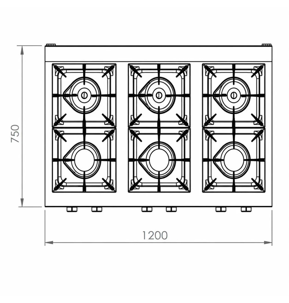 Cocina a Gas 6 Fuegos con Mueble HR Fainca C6F750E Serie 750