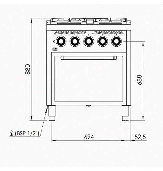Cocina a Gas 4 Fuegos con Horno HR Fainca C4F750H Serie 750