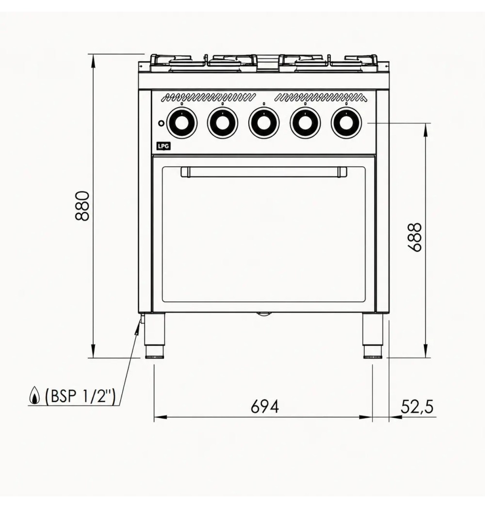 Cocina a Gas 4 Fuegos con Horno HR Fainca C4F750H Serie 750