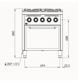Cocina a Gas 4 Fuegos con Horno HR Fainca C4F750H Serie 750