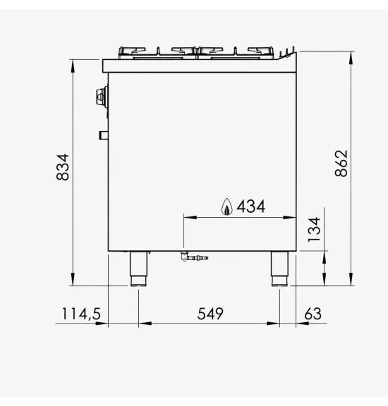 Cocina a Gas 4 Fuegos con Horno HR Fainca C4F750H Serie 750