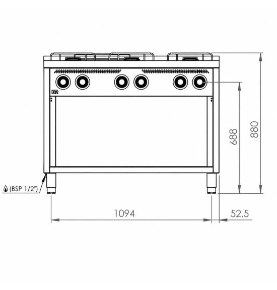 Cocina a Gas 6 Fuegos BASIC HR Fainca CB6F750E Serie 750