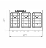 Cocina a Gas 6 Fuegos BASIC con Horno HR Fainca CB6F750H Serie 750