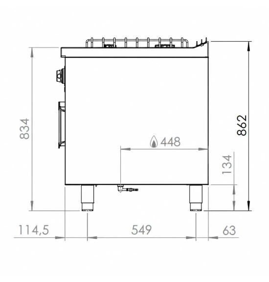 Cocina a Gas 6 Fuegos BASIC con Horno HR Fainca CB6F750H Serie 750