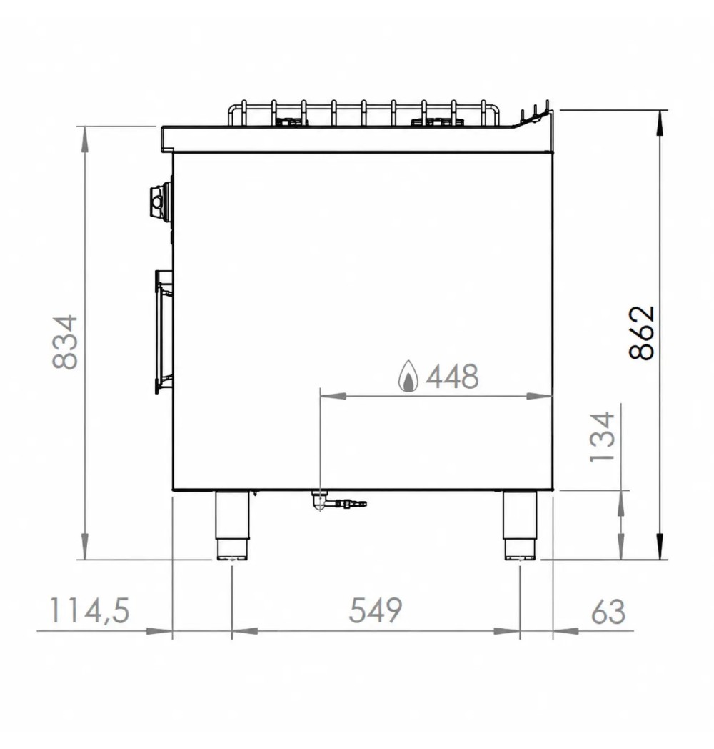 Cocina a Gas 6 Fuegos BASIC con Horno HR Fainca CB6F750H Serie 750