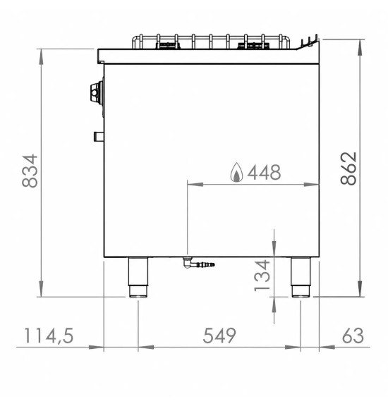 Cocina a Gas 6 Fuegos BASIC con Horno Maxi HR Fainca CB6F750HM Serie 750