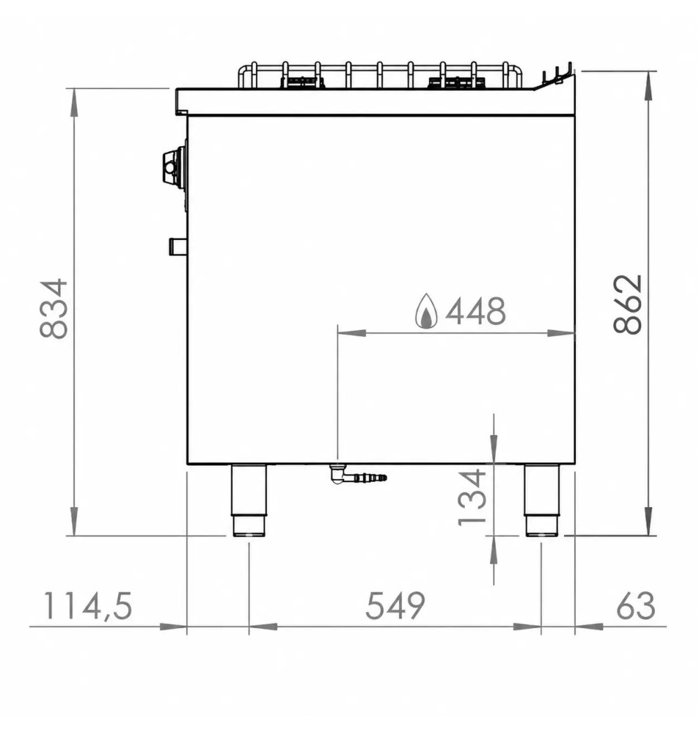 Cocina a Gas 6 Fuegos BASIC con Horno Maxi HR Fainca CB6F750HM Serie 750