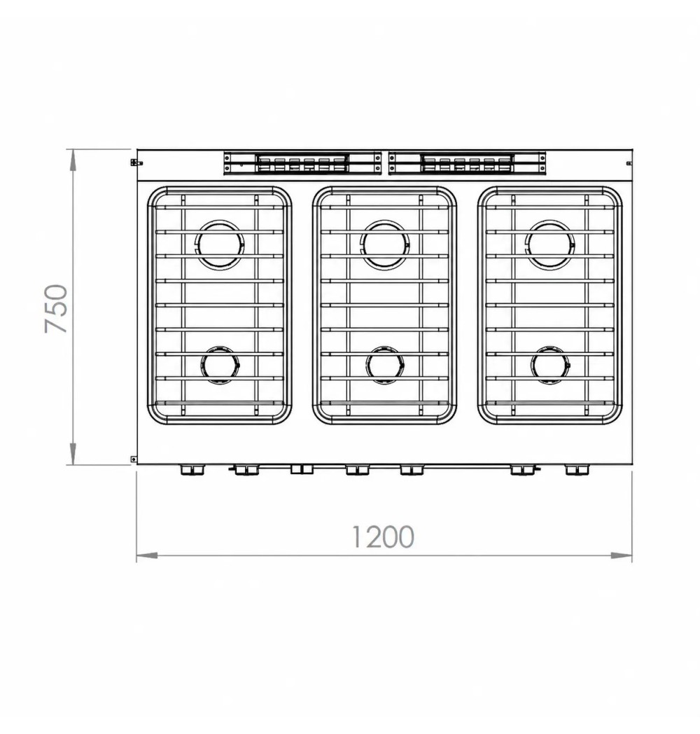 Cocina a Gas 6 Fuegos BASIC con Horno Maxi HR Fainca CB6F750HM Serie 750