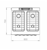 Cocina a Gas 4 Fuegos BASIC con Horno Eléctrico HR Fainca CB4F750HE Serie 750