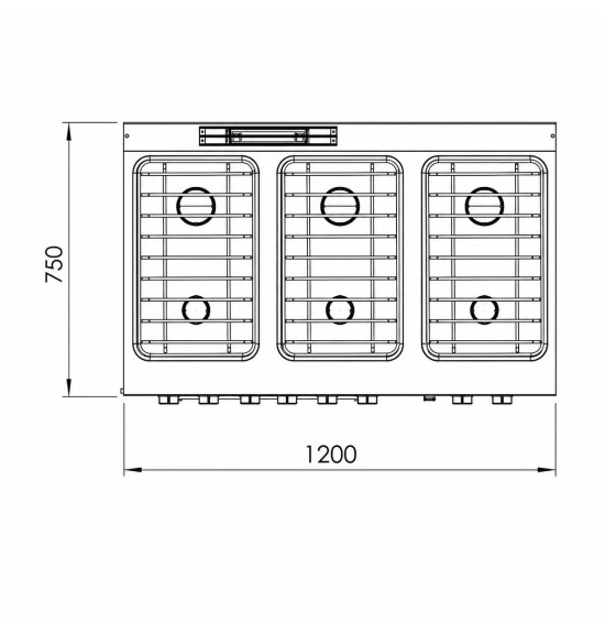 Cocina a Gas 6 Fuegos BASIC con Horno Eléctrico HR Fainca CB6F750HE Serie 750