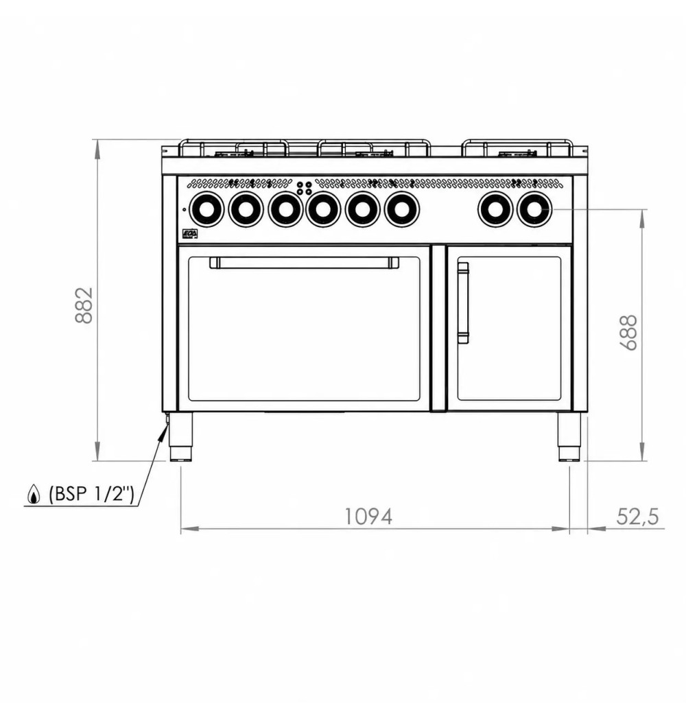 Cocina a Gas 6 Fuegos BASIC con Horno Eléctrico HR Fainca CB6F750HE Serie 750