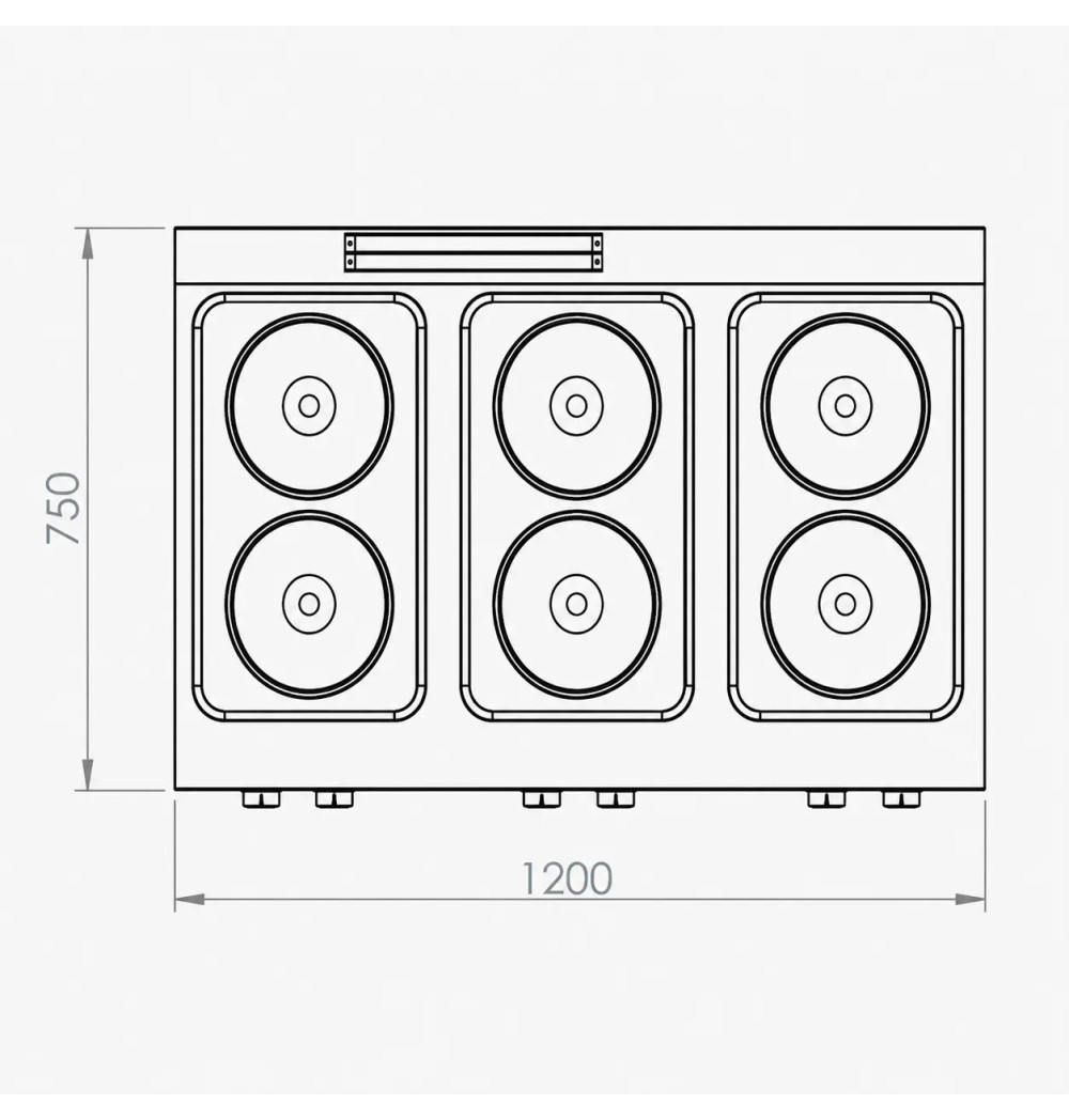 Cocina Eléctrica 6 Placas Redondas HR Fainca CE6P750S Serie 750