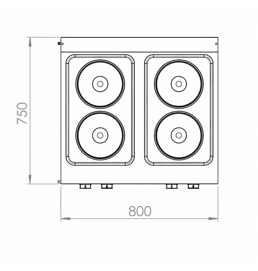 Cocina Eléctrica 4 Placas con Soporte HR Fainca CE4P750E Serie 750