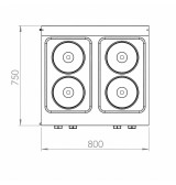 Cocina Eléctrica 4 Placas con Soporte HR Fainca CE4P750E Serie 750