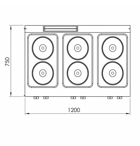 Cocina Eléctrica 6 Placas con Soporte HR Fainca CE6P750E Serie 750