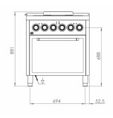 Cocina Eléctrica 4 Placas con Horno HR Fainca CE4P750H Serie 750