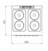 Cocina Eléctrica 4 Placas con Horno HR Fainca CE4P750H Serie 750