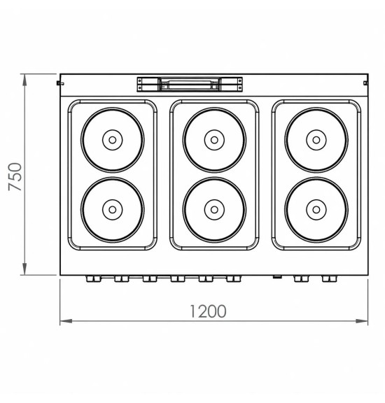 Cocina Eléctrica 6 Placas con Horno HR Fainca CE6P750H Serie 750