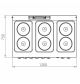 Cocina Eléctrica 6 Placas con Horno HR Fainca CE6P750H Serie 750